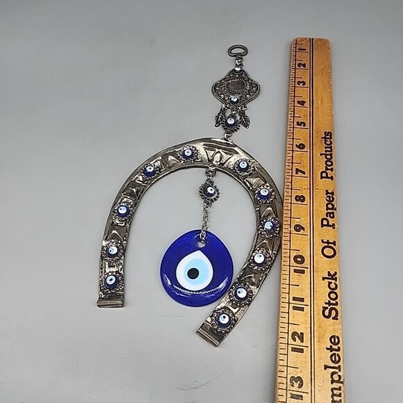 Turkish Traditional Handmade Decorative Ornament Horseshoe Evil Eye Metal - Picture 5 of 6